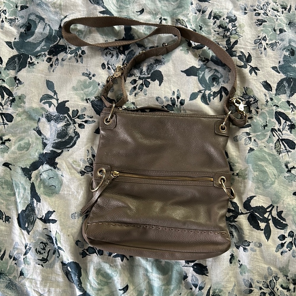 The Sak Taupe Leather Crossbody Purse